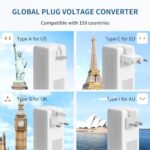 220V to 110V Converter, Voltage Converter US to Europe for Hair Dryer, International Universal Travel Adapter with 2 USB-A 2 USB-C Power Converter Plug for Europe EU/UK/AUS/US Type A C G I