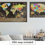 Two Scratch Off Maps – Map of the World (Large) + US States Map (Small) – Deluxe Scratch-Off Travel Posters for Adults, Kids – Made in Europe