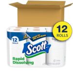 Scott Rapid-Dissolving Toilet Paper, 12 Double Rolls, Sustainable, Septic-Safe, Toilet Paper