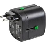 Monoprice Compact Cube Universal Travel Adapter, Supports International Power Outlets, Black