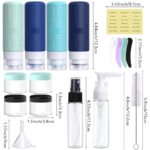 GLAMFIELDS Travel Bottles for Toiletries,TSA Approved 3.3oz Size LeakProof Silicone Toiletry Containers for Shampoo, Conditioner,Easy to Squeeze，Portable Travel Essentials for Lotion(18 Pack) Blue