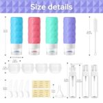 20 Pack Travel Bottles Set,Leak Proof TSA Approved Travel Size Containers, Silicone Squeezable Travel Essentials Jar Accessories for Conditioner, Shampoo, Lotion & Body Wash Accessories (Warm Color)