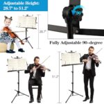 1/2/4 Pack Music Stand, 2 in 1 Dual-Use Folding Sheet Music Stand, Lightweight Portable Adjustable Desktop Book Stand with Music Sheet Clip Holder & Carrying Bag(1 Pack Black)