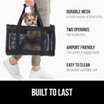 Gorilla Grip Airline Travel Cat Carrier Bag Up to 15 Lbs, Breathable Mesh Collapsible Pet Carriers for Small, Medium Cats, Small Dogs, Puppies, Portable Kennel with Soft Washable Waterproof Pad, Black