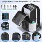 Backpack for PS5/ Slim/Pro Console, Full Protection PS5 Carrying Case Travel Bag, Large Capacity PS5 Storage Bag for Dual Controllers, PS Portal, Laptop, Game Cards, PS5 Backpack with 3 Cable Pouch