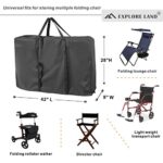 Explore Land Heavy Duty Chair Storage Bag for Folding Longue Zero Gravity Light Weight Transport Folding Rollator Walker (Black)