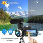 Rawiemy Video Camera Camcorder Full HD 4K 60FPS 48MP WiFi IR Night Vision Vlogging Camera for YouTube Digital Camera Recorder 18X Zoom Camcorders with 3.0″ Touch Screen,2 Batteries and 32G SD Card